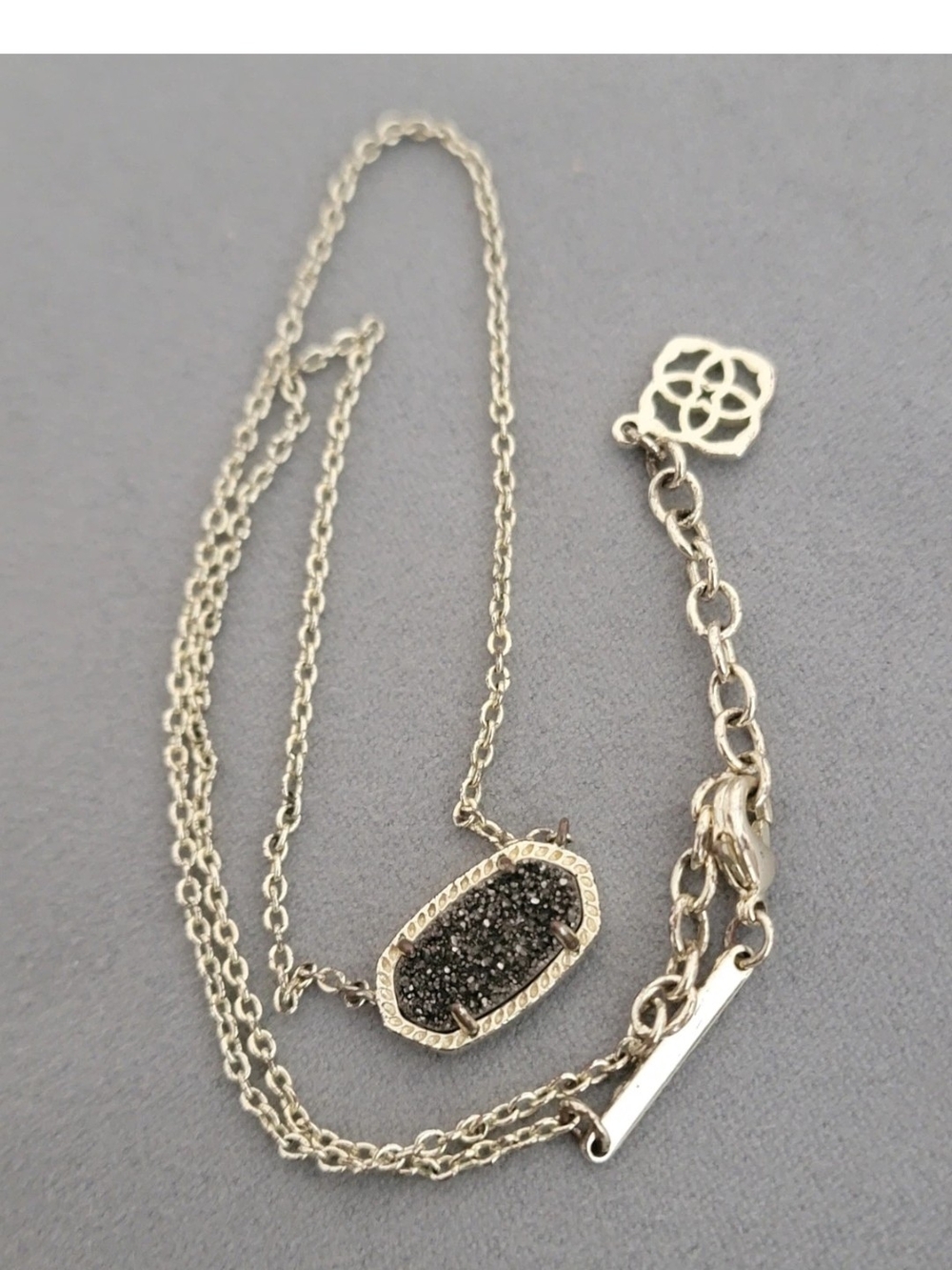 Kendra Scott Elisa Goldtone Black Druzy Pendant Necklace